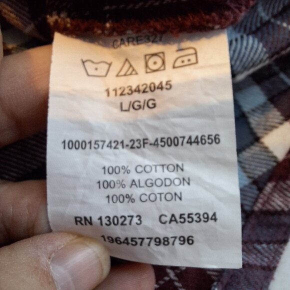 Wrangler Wrancher Men's Large Maroon Plaid Flannel Pearl Snap Button Up Shirt - Picture 8 of 9